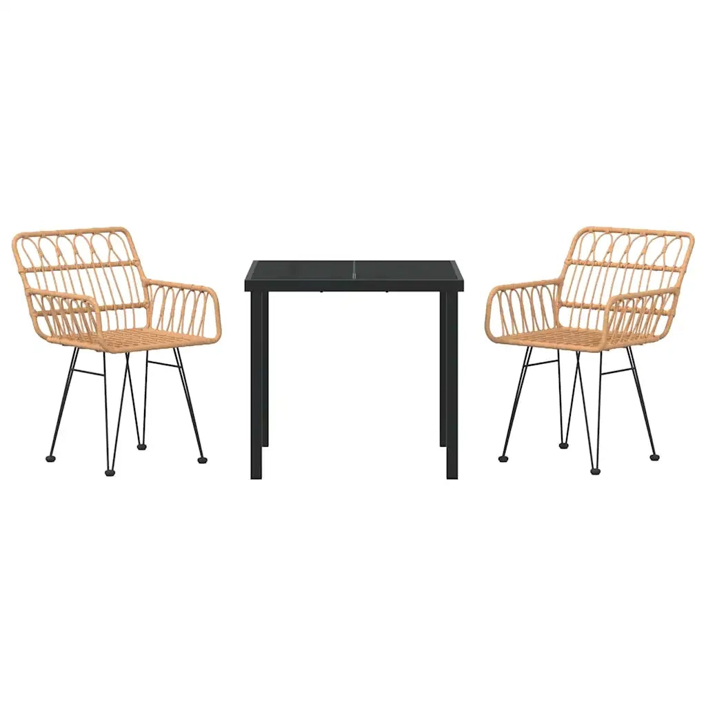 Set da Pranzo per Giardino 3 pcs Marrone