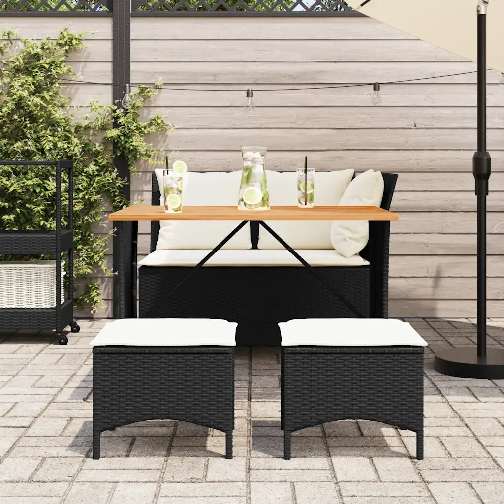 Set da Pranzo da Giardino 4 pz con Cuscini Nero in Polyrattan 4104131