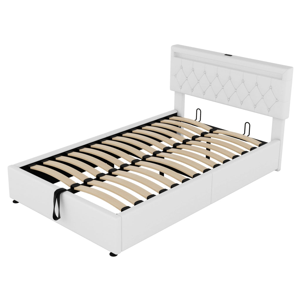 letto imbottito lino bianco 140 x 200 cm