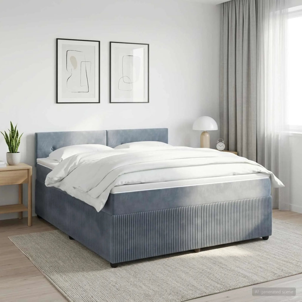 Letto box spring con materasso Grigio Scuro 140 x 200 cm 3451692