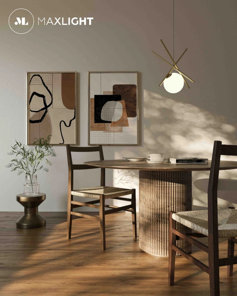 Lampada a sospensione Maxlight Xena ottone sfera bianca