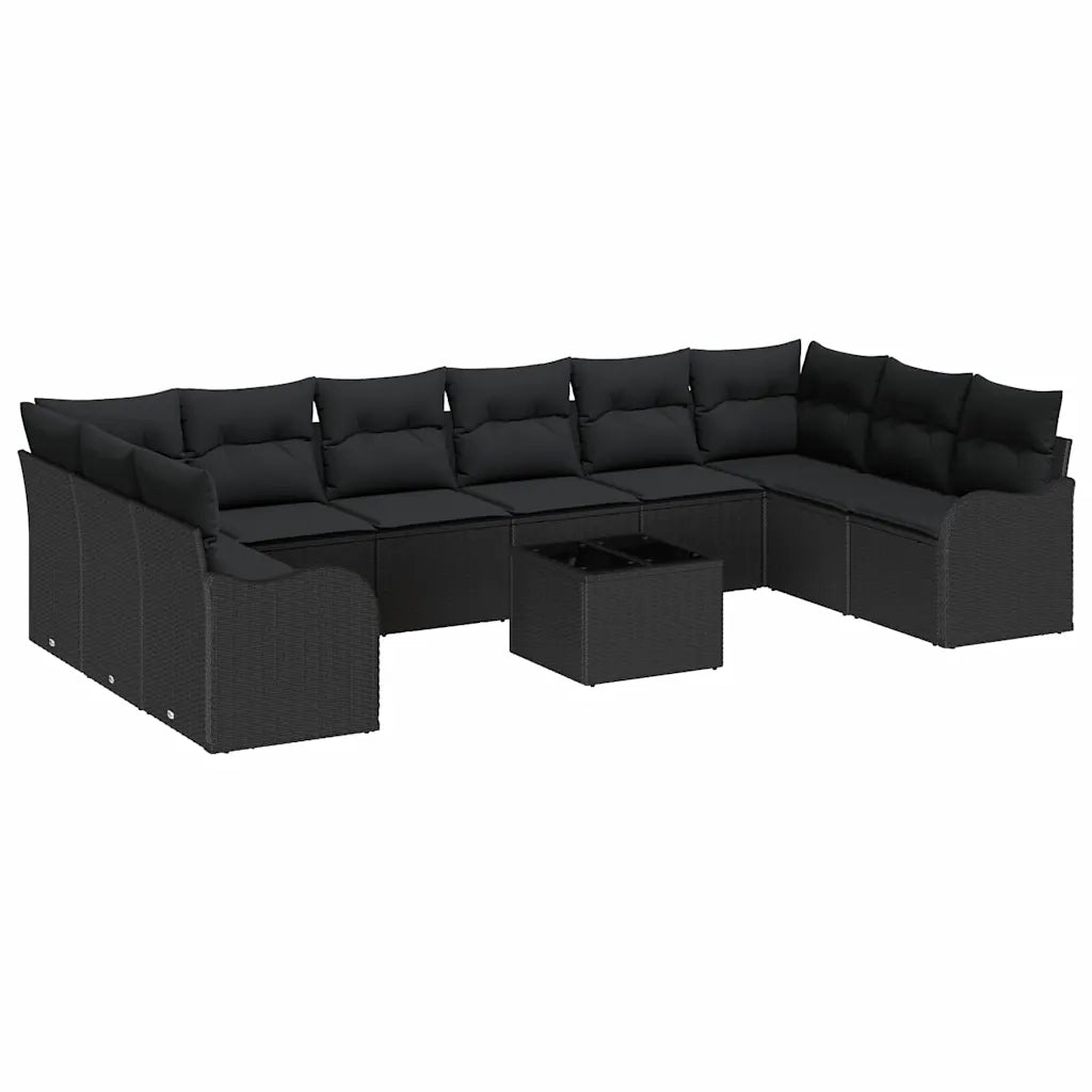 Set Divano da Giardino Nero polyrattan