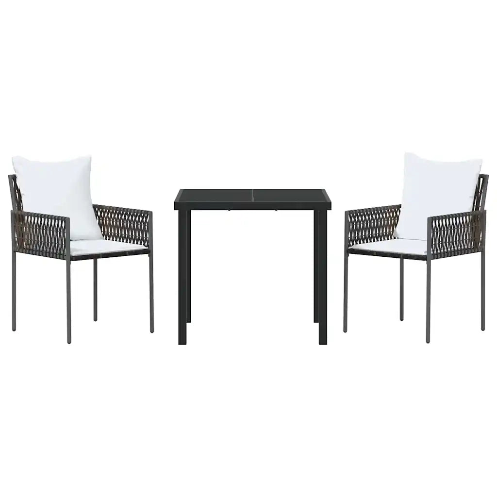 Set da Pranzo per Giardino 3 pcs Marrone e Nero Rattan in PE 3379093