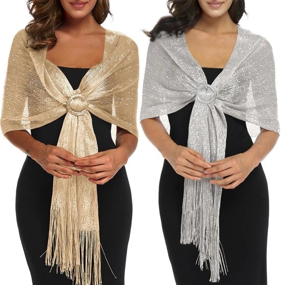 2 set sciarpe femminili con sciarpa, sciarpa e sciarpa per abiti da sera, sciarpa con slittone
