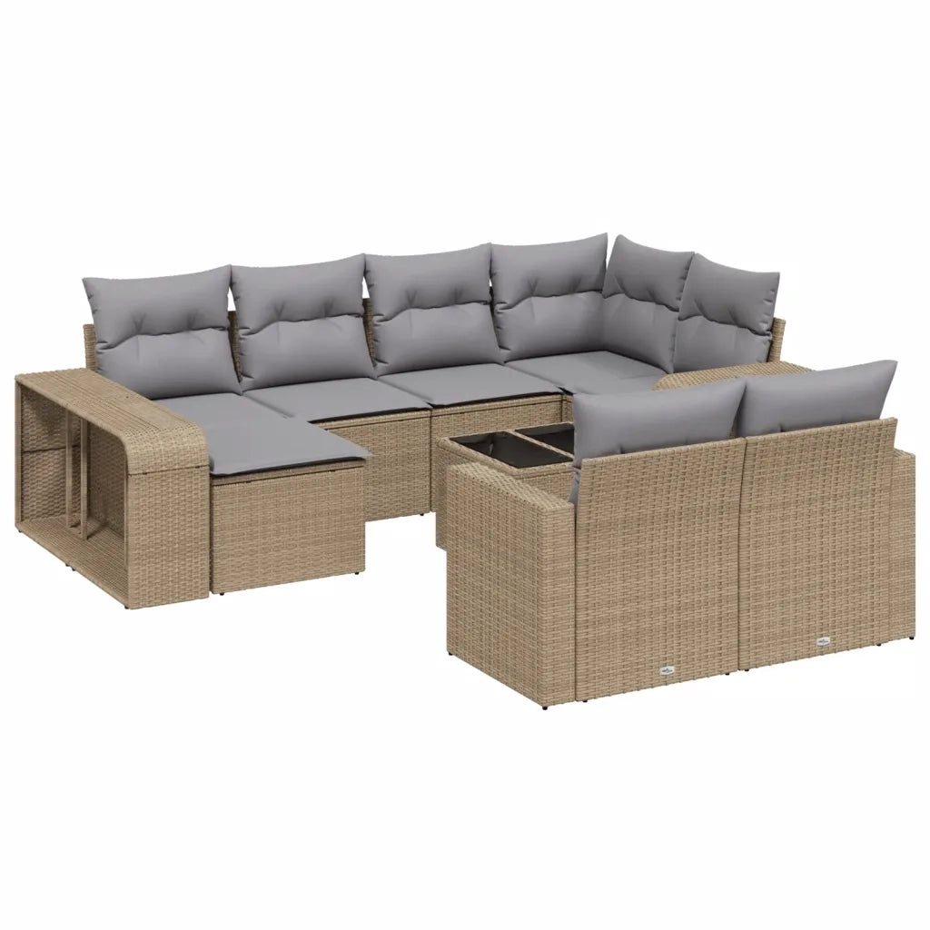Set Divani da Giardino 11 pz con Cuscini Beige in Polyrattan 3228909