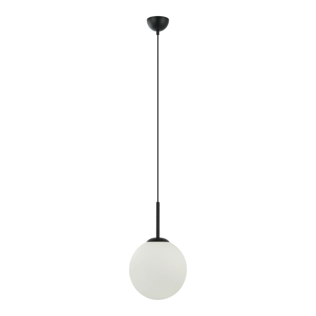 Lampada a sospensione minimal sfera vetro nero/bianco E27 Deore