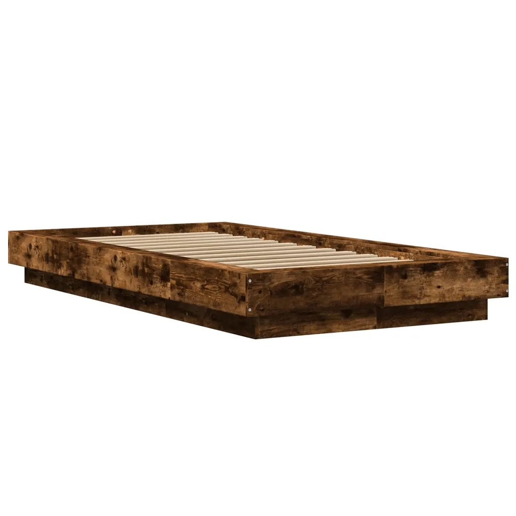 Giroletto con Luci LED-Struttura Letto Rovere Fumo 100x200 cm Legno Multistrato 215981