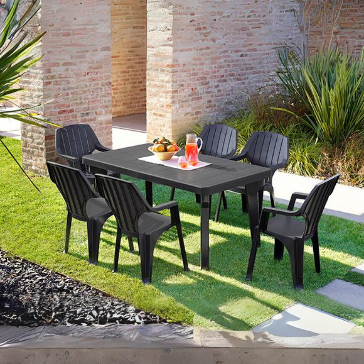 Tavolo da giardino allungabile in plastica Bergen 160-220x90x74 cm - Antracite