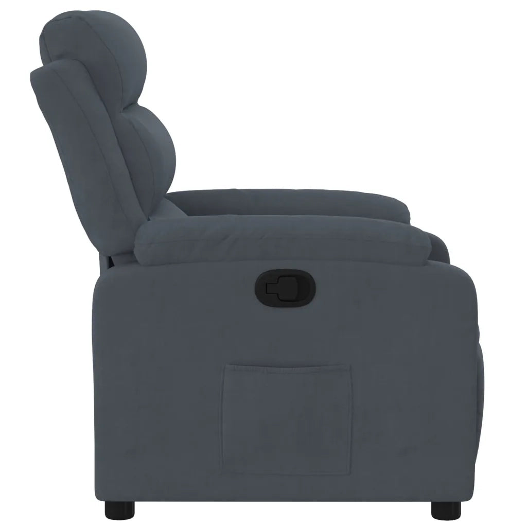 Poltrona | Sedia Relax Reclinabile Grigio Scuro in Velluto