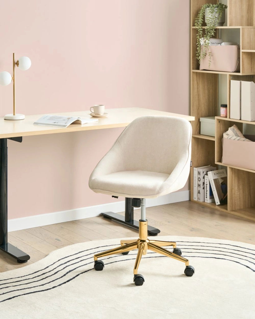 Sedia da ufficio in velluto beige chiaro Arredamento da ufficio elegante