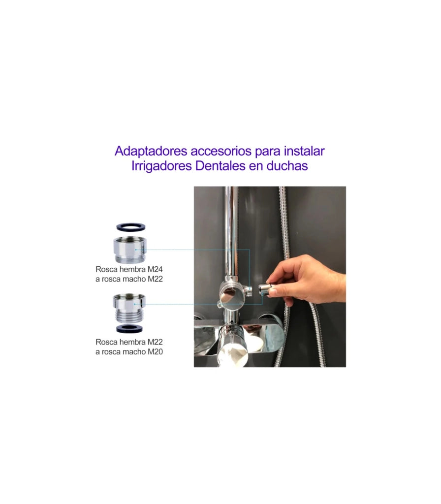 Irrigatore Dentale Standard e Adattatori Doccia | Senza Batterie | Pressione Rubinetto | Getto Illimitato