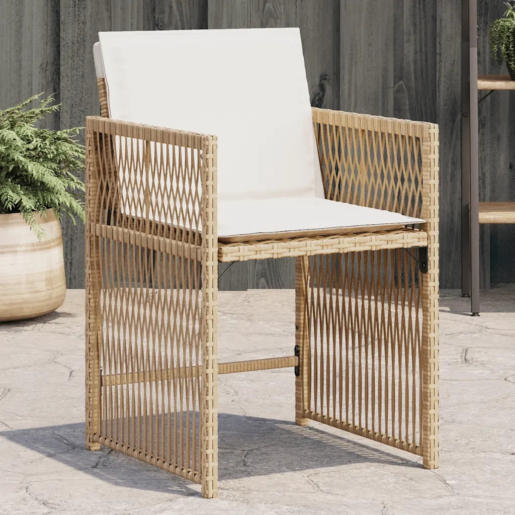 Sedie da Giardino con Cuscini 4 pz | Sedie da Esterno Beige in Polyrattan
