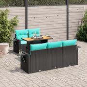 Set Divano da Giardino 6 pz con Cuscini Nero in Polyrattan 3327102