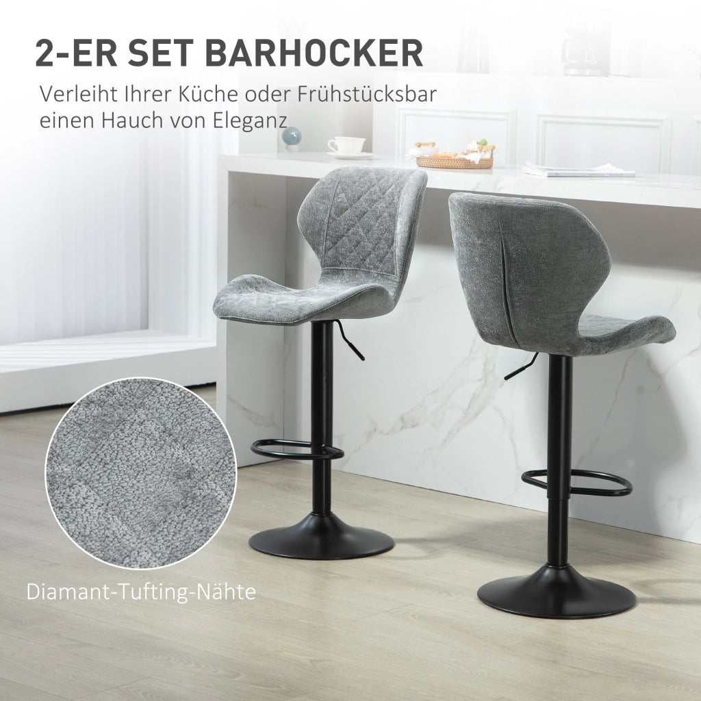 Sgabelli da Bar Regolabili in Altezza con Schienale ¨C Minimal ¨C Grigio