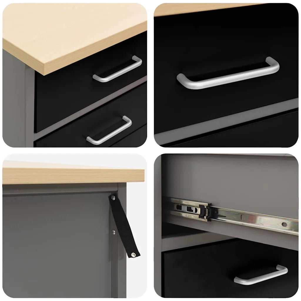 Banco da lavoro con cassetto Nero e Grigio 50 x 55 x 85 cm 4103460
