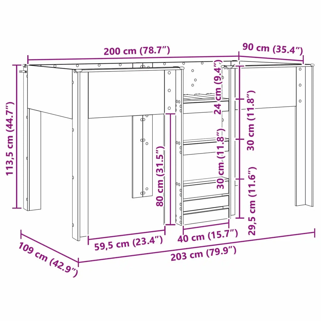 Letto a Castello per Bambini Legno vecchio 90 x 200 cm 3410497