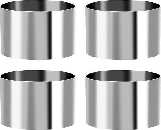 Set di anelli in acciaio inossidabile, anelli per coccio, 4 pezzi, diametro 8 cm, altezza 5 cm, forma rotonda