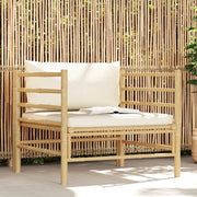 Divano da Giardino con Cuscini Bianco Crema in Bambù