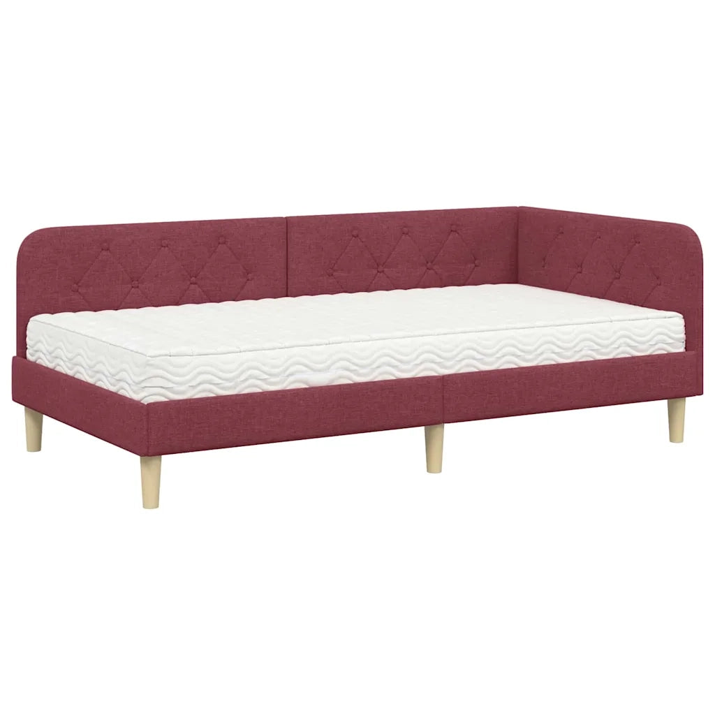 Cornice del letto ad angolo Rosso Vino 90 x 190 cm Tessuto 3394112