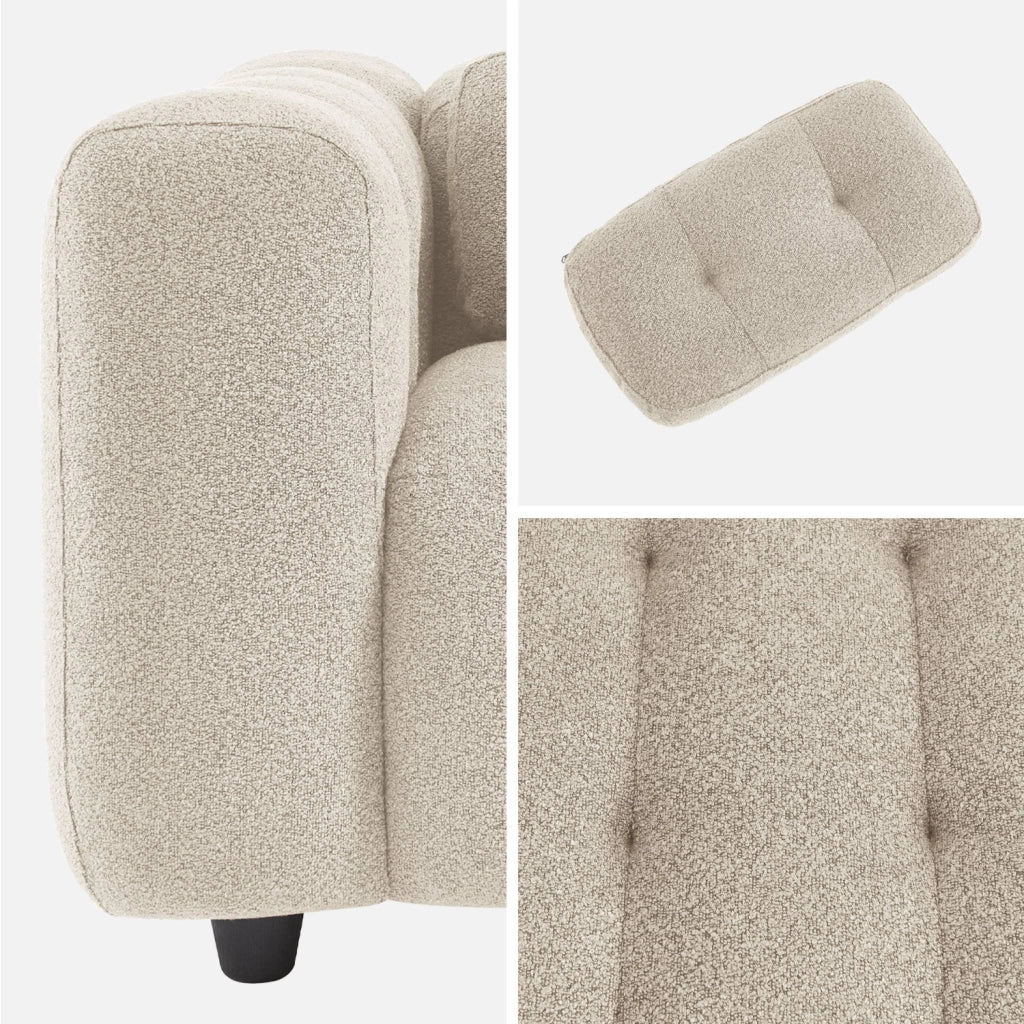 Poltrona imbottita in tessuto bouclé testurizzato, 1 posto, beige