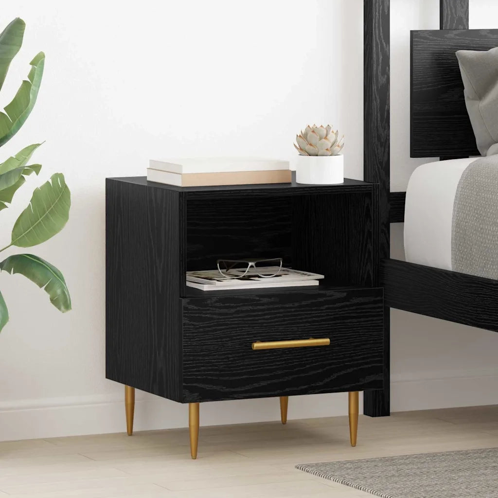 Comodino 2 pcs Nero 40 x 35 x 47,5 cm Legno multistrato 882080