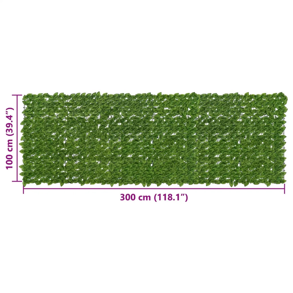 Paravento da Balcone | Schermo per balcone con foglie Verde e Giallo 300 x 100 cm