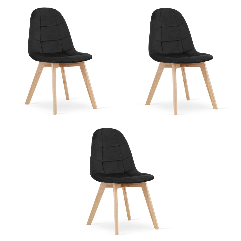 Sedia Valora NUUC in velluto nero, design ergonomico x3