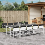 Set da Pranzo da Giardino 11 pz con Cuscini Bianco in Textilene
