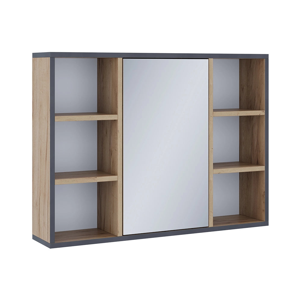 Vicco Specchio contenitore bagno Quercia dorata 80 x 59.2 cm Con ripiani e porta a specchio