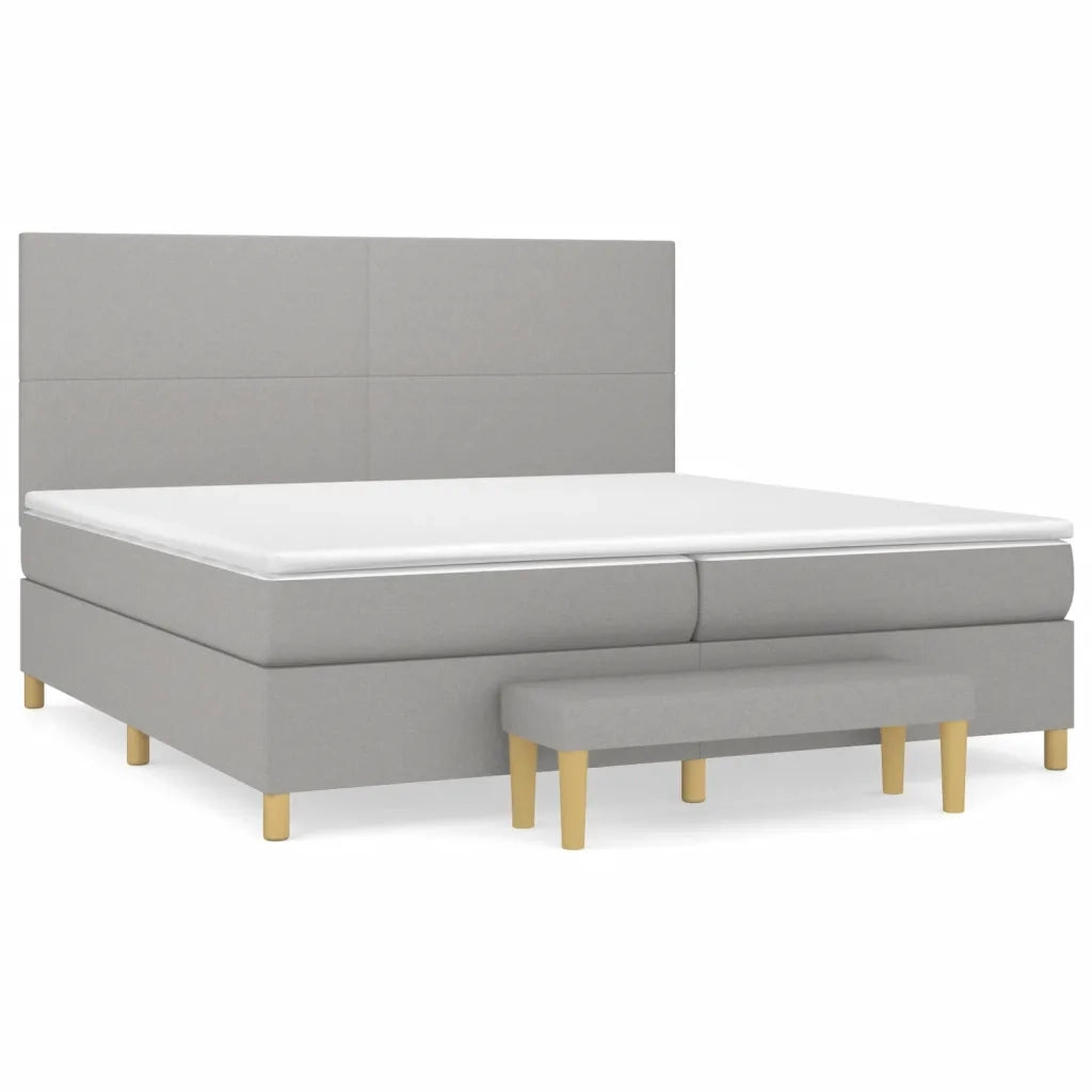 Giroletto a Molle con Materasso Grigio Chiaro 200x200cm Tessuto