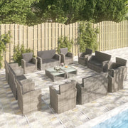 Set Divani da Giardino 16 pz con Cuscini in Polyrattan Grigio 3095946