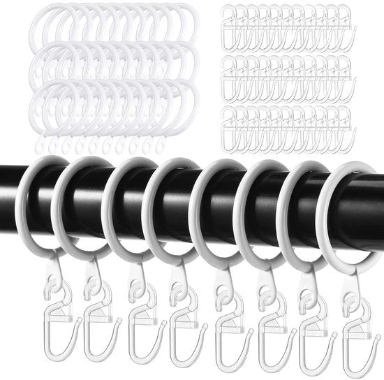 30 Gordini in Metallo - 30 mm di Diametro - 30 pezzi - Accessori per Tende e Doccia - Decorazione per Finestre e Porte - Bianco