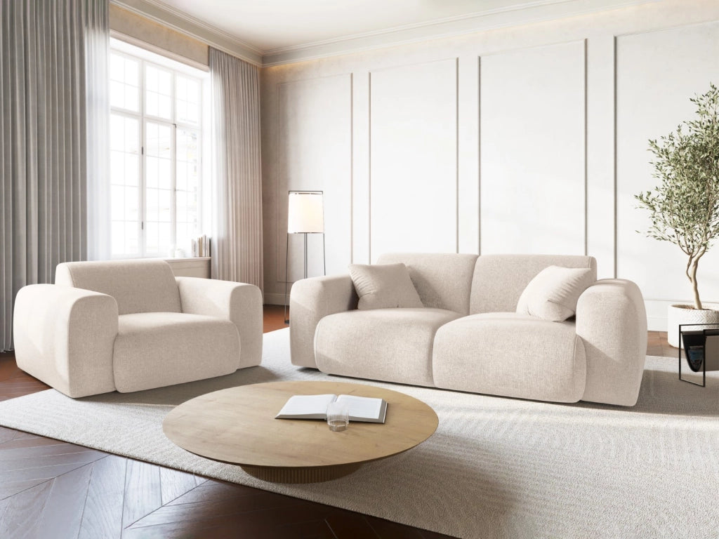 Cosmopolitan Design - Poltrona "Nolio" 2 posti in ciniglia beige chiaro 