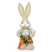 Coniglio di Campagna Decorativo Pasquale con Camicia e Carota h 65 cm