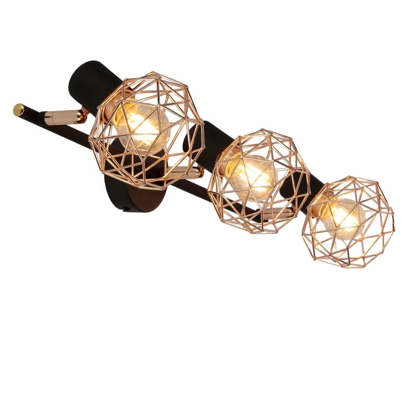 Plafoniera Candellux Acrobat in metallo rame/nera 3xE14