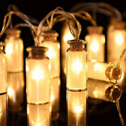 Catena 2 metri luminosa bottigline a batteria con 10 microled luce calda