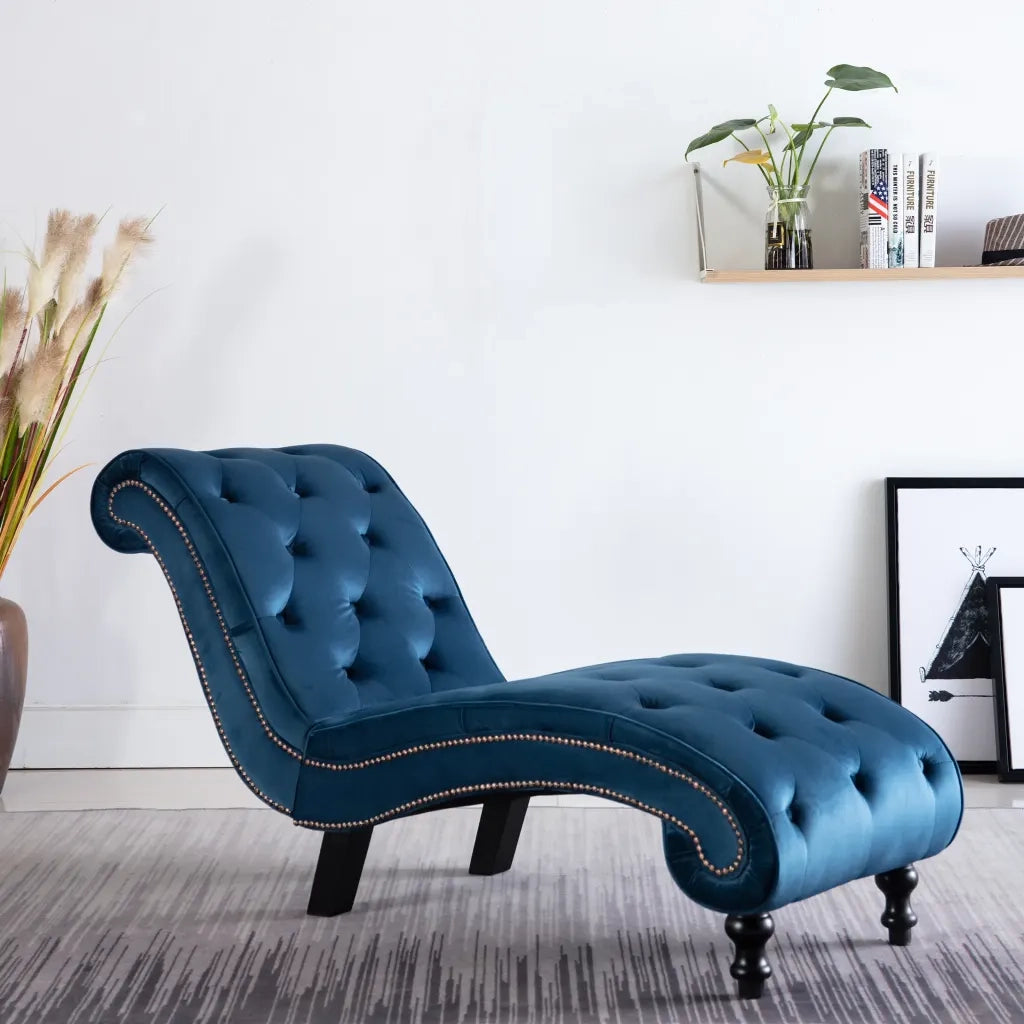 Sedia a Sdraio Blu in Velluto 248608