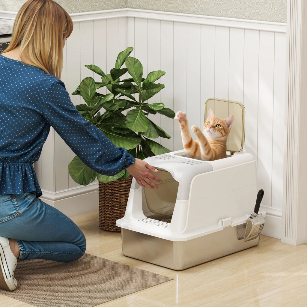 Casetta per Gatti con Coperchio e Paletta ¨C Minimal ¨C Ingresso Anteriore e Superiore
