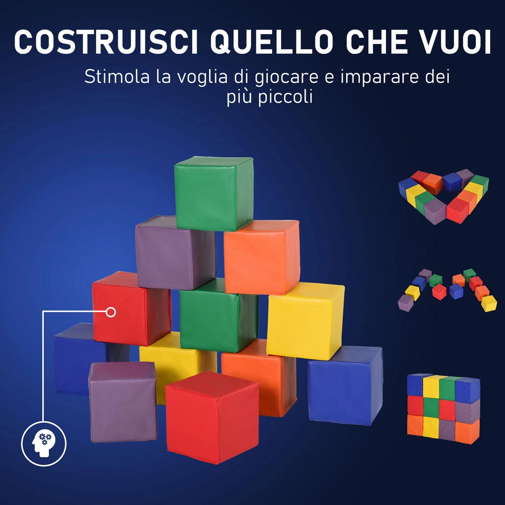 SET 12 CUBI MORBIDI GIOCO PER BAMBINI EDUCATIVO DA 2 ANNI IN SU MULTICOLOR