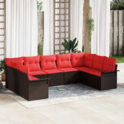 Set Divano da Giardino con cuscino 9 pcs Marrone polyrattan 3345524