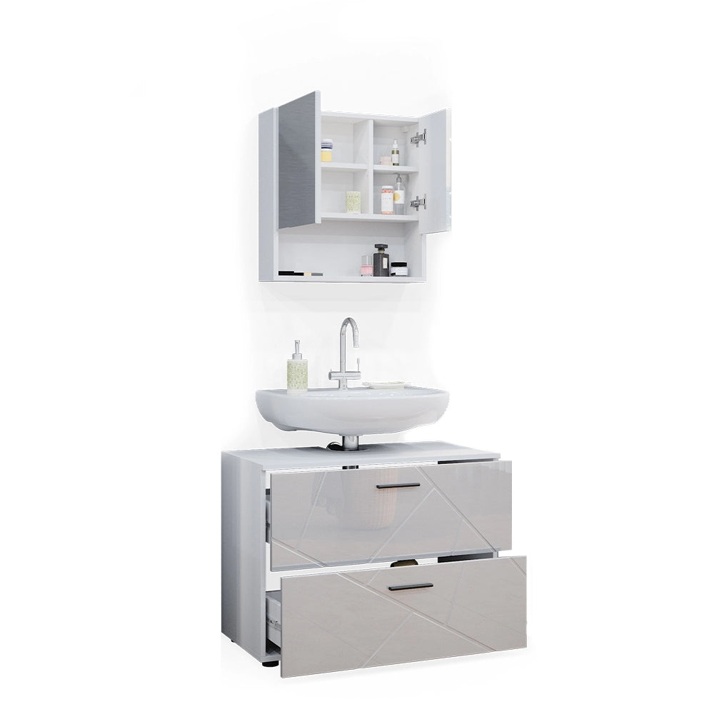 Vicco Set mobili bagno Bianco lucido 2 parti