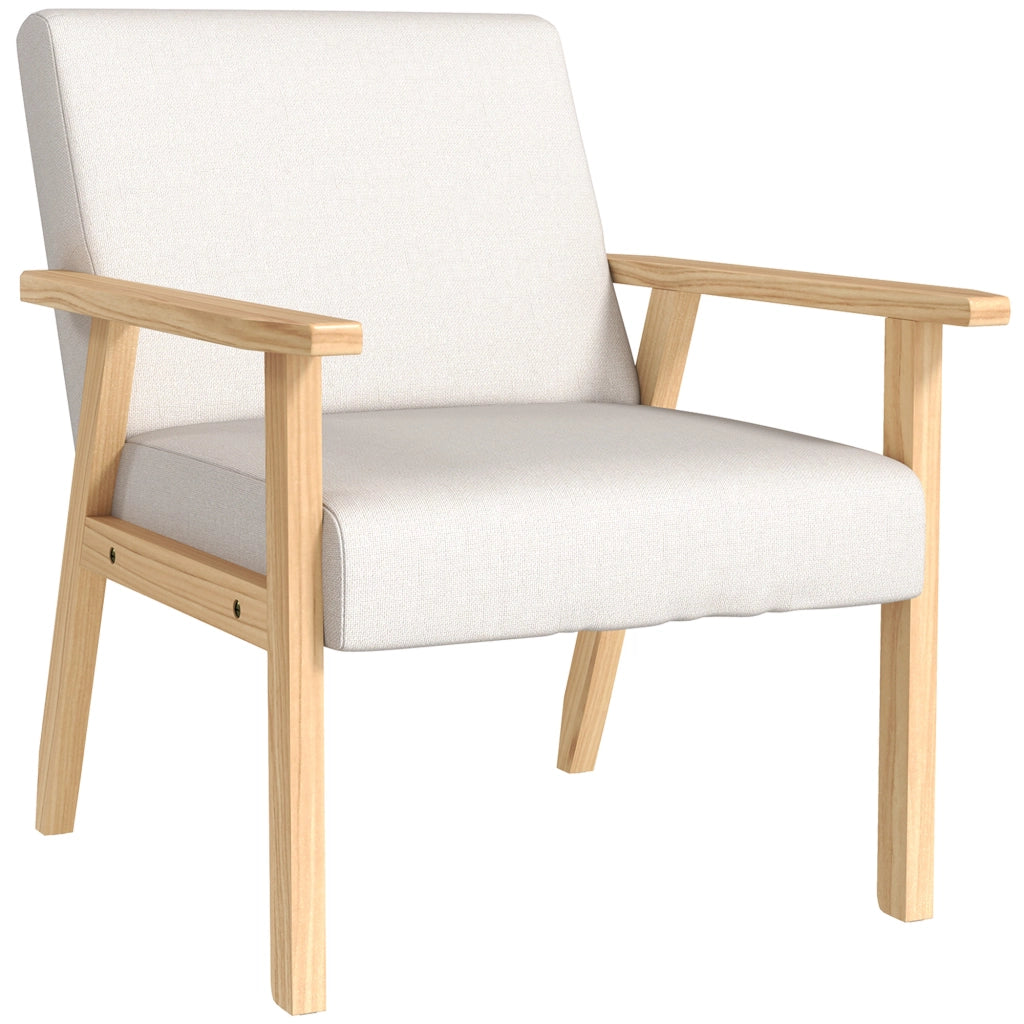 Poltrona in tessuto con braccioli ¨C Minimal ¨C crema 64x70x72