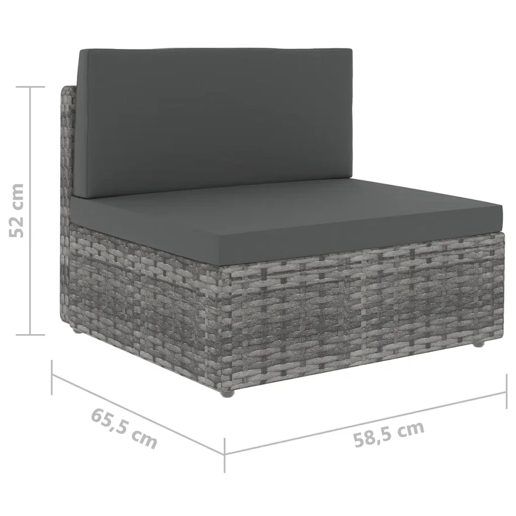 Set Divani da Giardino 5 pz con Cuscini in Polyrattan Grigio 3067172