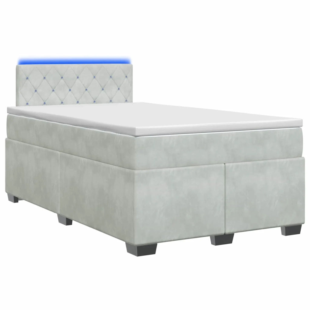 Letto con Box Spring, Materasso e LED Grigio Chiaro Velluto 3452132