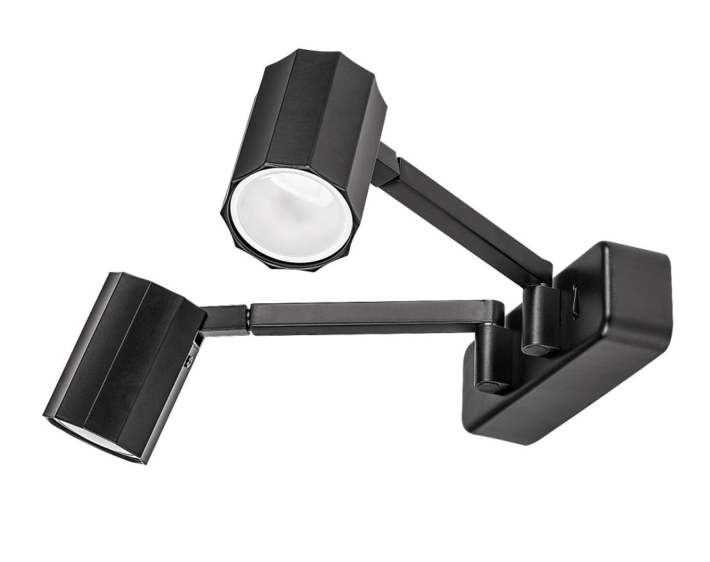 Applique Rabalux Karter nera doppia orientabile 2xGU10