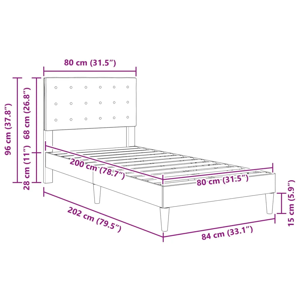 Struttura del letto con testiera-Giroletto Blu 80 x 200 cm Tessuto 763764