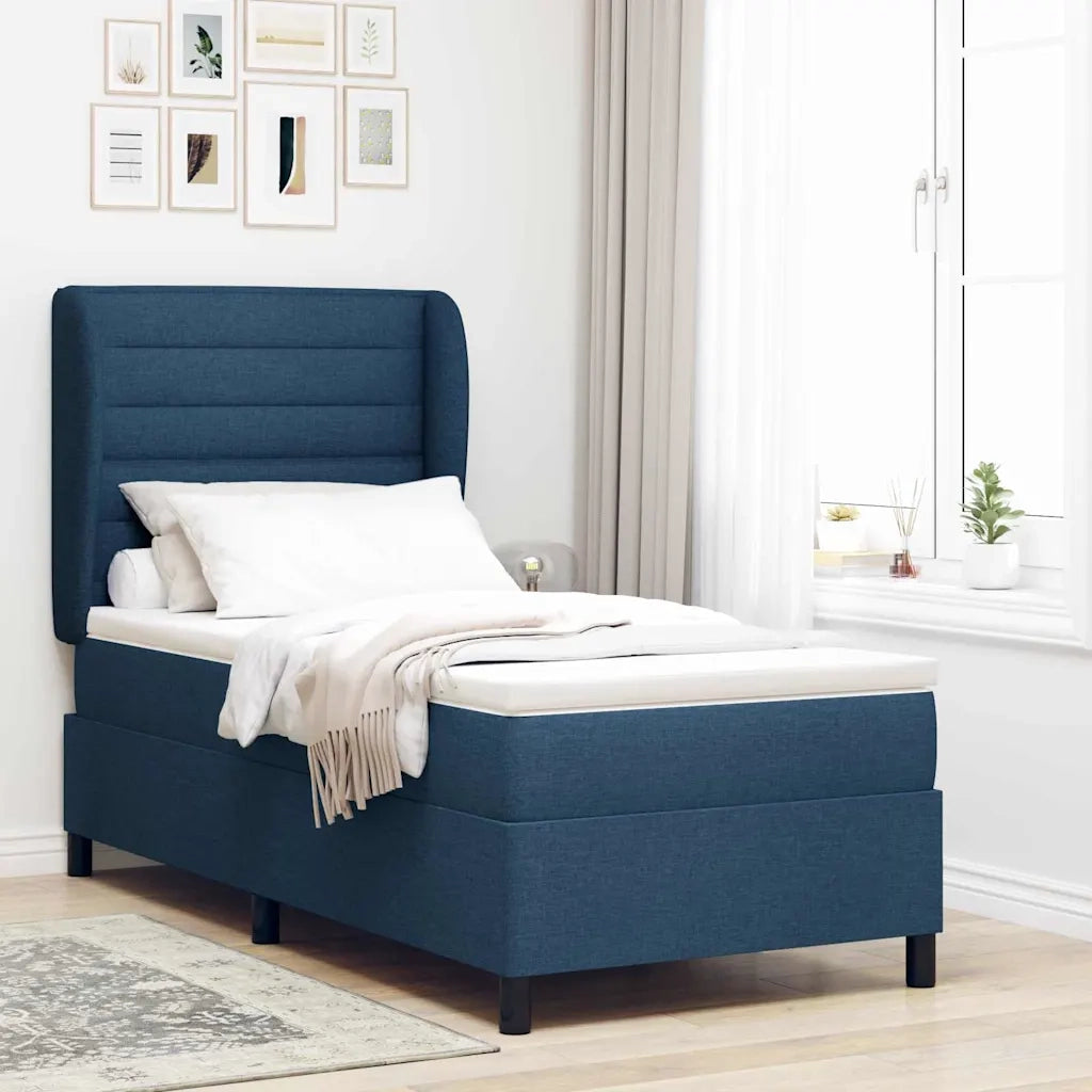 Letto a molle con materasso Blu 90 x 200 cm Tessuto 3340486
