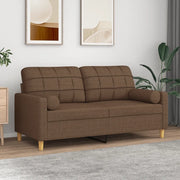 Divano a 2 Posti con Cuscini-Sofa 2 Posti con Cuscini Marrone 140 cm in Tessuto 403146