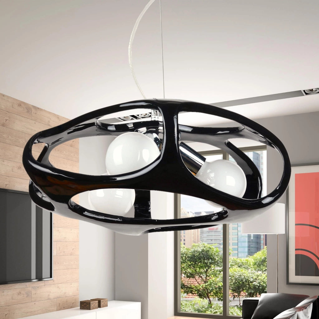 Lampadario a sospensione Lampex Amano nero 3xE27 Ø40cm