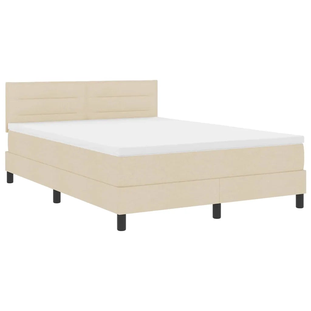 Letto a molle con materasso con led Crema 140 x 190 cm Tessuto